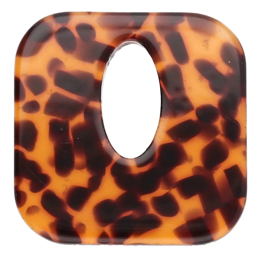 Square hollow acetate pendant 21 mm - Terrazzo Brown - Black x1