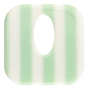 21 mm square acetate pendant - Light green stripes - Ecru x1