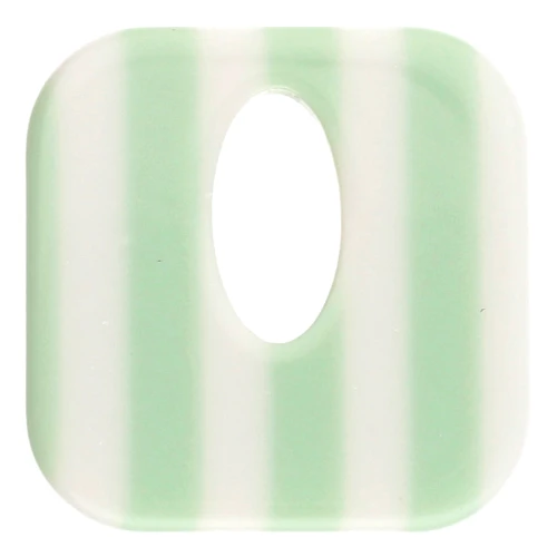 21 mm square acetate pendant - Light green stripes - Ecru x1