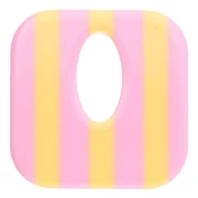 Acetate 21 mm hollow square pendant - Light pink - Yellow stripes x1