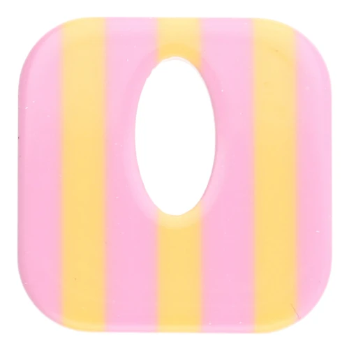 Acetate 21 mm hollow square pendant - Light pink - Yellow stripes x1