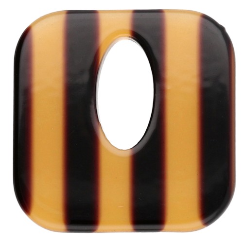 Square acetate pendant, hollow 21 mm - Striped Transparent brown - Dark brown