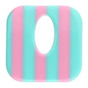 21 mm square acetate pendant - Turquoise stripes - Light pink x1