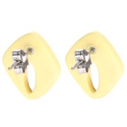 Hollow diamond ear studs 16x14 mm acetate opaque - Vanilla x2