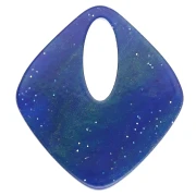 Hollow diamond pendant 28x25 mm, acrylic - Marbled Midnight Blue glitter x1