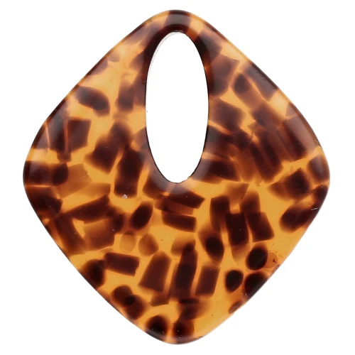 Acetate hollow diamond pendant 28x25 mm - Terrazzo Brown - Black x1