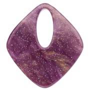 Hollow diamond pendant 28x25 mm, acrylic - Marbled Violet glitter x1