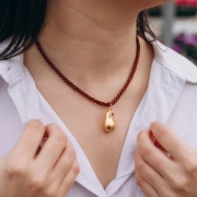 Pendant irregular drop 28x18 mm - 304 Gold stainless steel x1