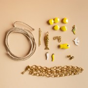 Mes bijoux DIY - Stainless steel charms & cord necklace kit - Yellow version