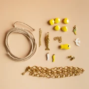 Mes bijoux DIY - Stainless steel charms & cord necklace kit - Yellow version