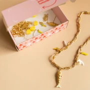 Mes bijoux DIY - Stainless steel charms & cord necklace kit - Yellow version