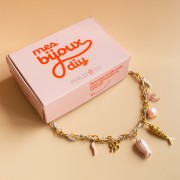 Mes bijoux DIY - Stainless steel charms & cord necklace kit - Pink version
