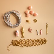 Mes bijoux DIY - Stainless steel charms & cord necklace kit - Pink version