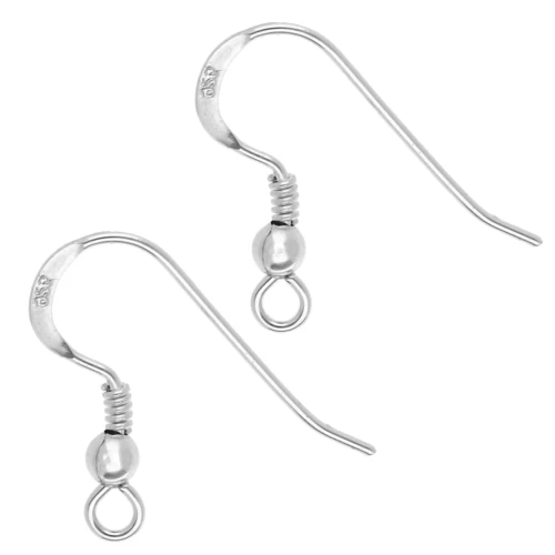 Ball ear hooks 17.5 mm in Silver 925 x2