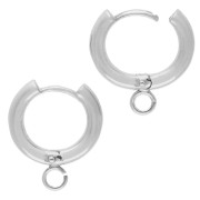 Round creole earrings with open ring 14 mm - Silver 925 x2
