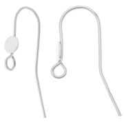 Ear hook 20 mm and disc for cabochon 5 mm in Silver 925 x2