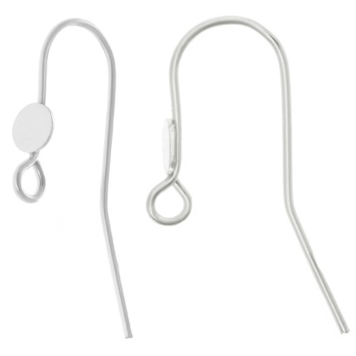 Ear hook 20 mm and disc for cabochon 5 mm in Silver 925 x2