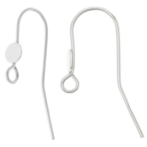 Ear hook 20 mm and disc for cabochon 5 mm in Silver 925 x2