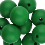 20 mm Round Wooden Beads - Dark Green x5