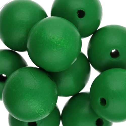 20 mm Round Wooden Beads - Dark Green x5