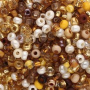 Preciosa Seed Beads 8/0 3 mm - Topaz Mix - Gold x 20 g