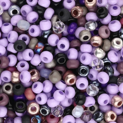 Preciosa Seed Beads 8/0 3 mm - Lilac Mix - Black x 20 g