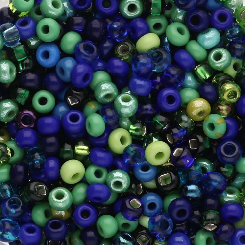 Preciosa Seed Beads 8/0 3 mm - Blue and Green Mix - 20 g
