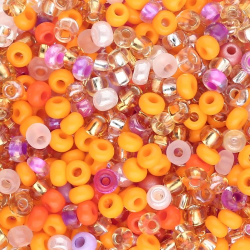 Preciosa Seed Beads 8/0 3 mm - Orange and Pink Mix - 20 g