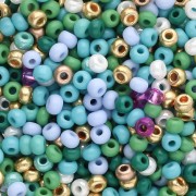 Preciosa Seed Beads 8/0 3 mm - Turquoise Mix - Gold x20g