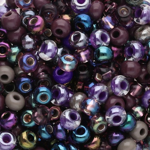 Preciosa Seed Beads 6/0 4 mm - Metallic Purple Mix x 20 g