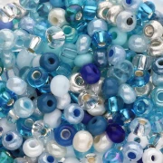 Preciosa Seed Beads 6/0 4 mm - Pearl White Mix - Multi Blue x 20 g