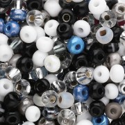 Preciosa Seed Beads 6/0 4 mm - Assorted White, Gray, and Black x 20 g