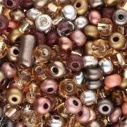 Preciosa Seed Beads 6/0 4 mm - Multi-Brown Mix - Silver-Plated x 20 g