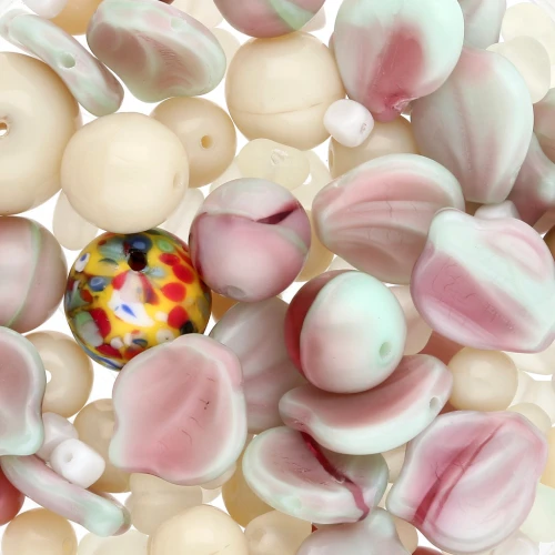 Bohemian beads assortment - Mix Pink - Mint x50g
