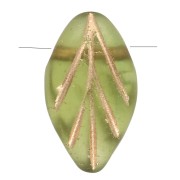 Glass leaf beads 11x7 mm - Olivine Mat - Doré x10
