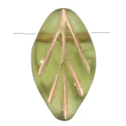 Glass leaf beads 11x7 mm - Olivine Mat - Doré x10