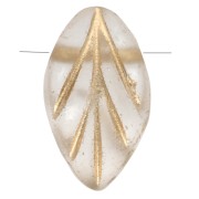 Glass leaf beads 11x7 mm - Crystal Mat - Gold x10