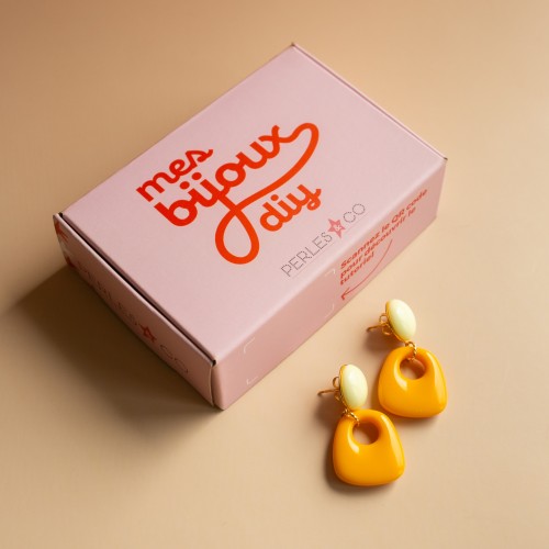 My DIY Jewelry - Trapeze shape dangling earrings kit - Orange version