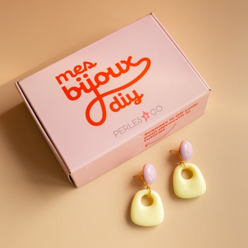 My DIY Jewelry - Trapeze shape dangling earrings kit - Yellow version