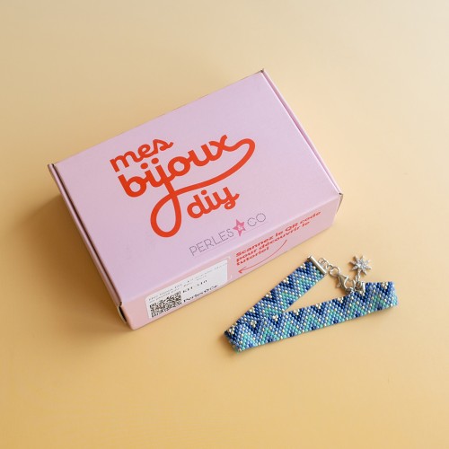 My DIY Jewelry - Miyuki Peyote Stitch Bracelet Kit (Pair) - Blue - Silver