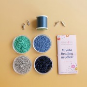 My DIY Jewelry - Miyuki Peyote Stitch Bracelet Kit (Pair) - Blue - Silver