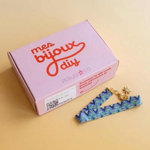 My DIY Jewelry - Miyuki Peyote Stitch Bracelet Kit (Pair) - Blue - Gold