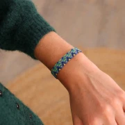 My DIY Jewelry - Miyuki Peyote Stitch Bracelet Kit (Pair) - Blue - Gold