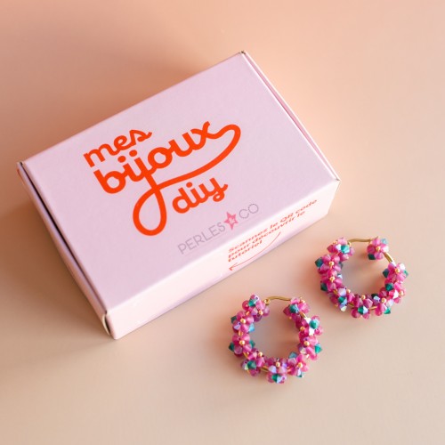 Mes bijoux DIY - Flower creole kit with toupies beads