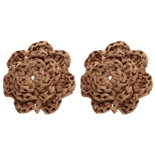 36 mm raffia flower earrings - Brown x2