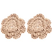 36 mm raffia flower earrings - Beige x2