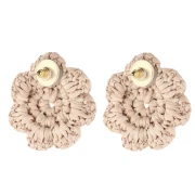 36 mm raffia flower earrings - Beige x2