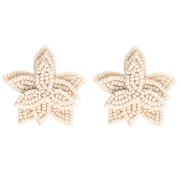 42 mm bead-embroidered flower earrings - Beige x2|raw }}