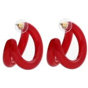 Double-threaded 35.5 mm resin hoop earrings - Red x2