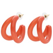 Double-wired 35.5 mm resin hoop earrings - Terracotta x2